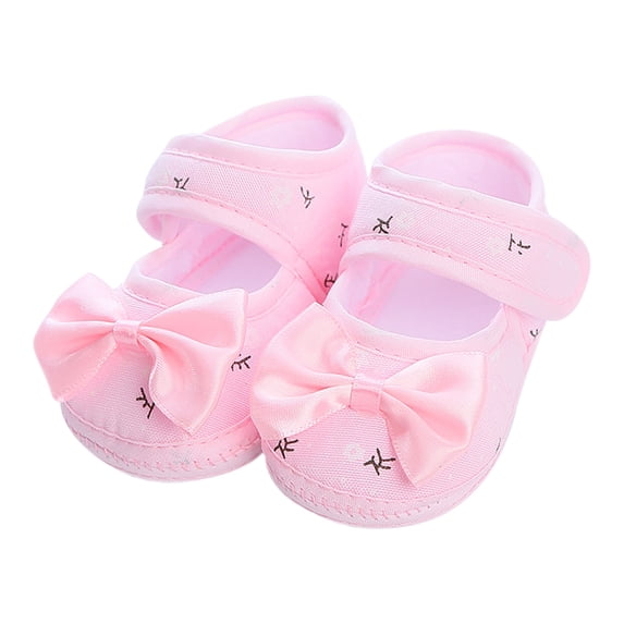 Baby Girls Mary Jane Flats Ballet First Walking Shoes Bow Cotton Soft Crib Walking Sneakers
