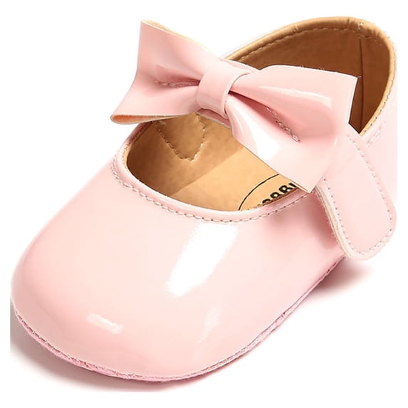 Baby Girls Mary Jane Flats - Bowknot Design, Anti-Slip Soft Sole, PU Leather Moccasins for Newborns, Infants, Toddlers - Perfect for Prewalkers, Birthdays, Weddings