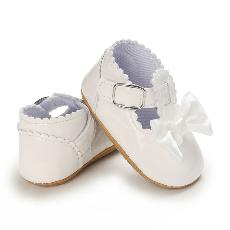 Baby Girls Mary Jane Flats Infant Princess Shoes Soft PU Leather Bow Non slip First Walker Shoes Walmart
