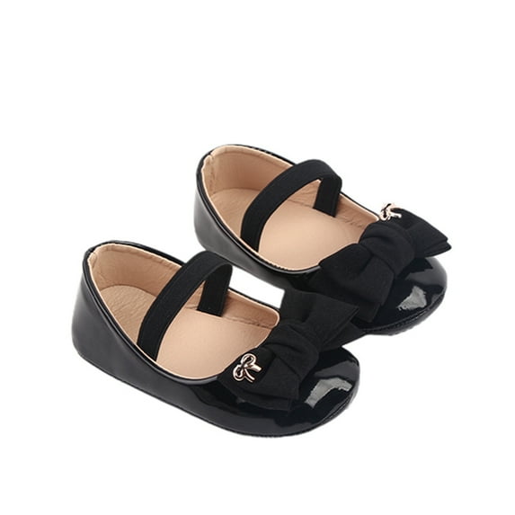 Baby Girls Mary Jane Flats, Non-Slip Bowknot Leather Dress Shoes