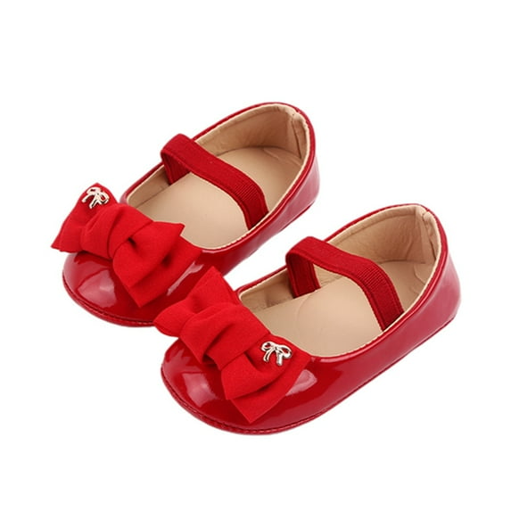 Baby Girls Mary Jane Flats, Non-Slip Bowknot Leather Dress Shoes