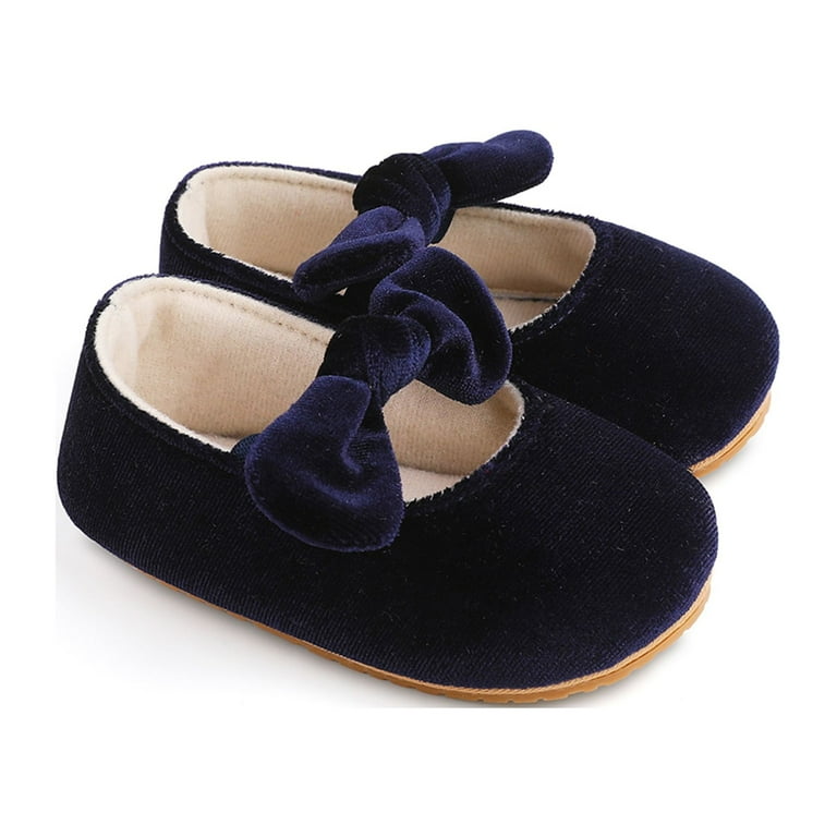 Baby Girls Mary Jane Flats Princess Dress Shoes Velvet Crib Shoes