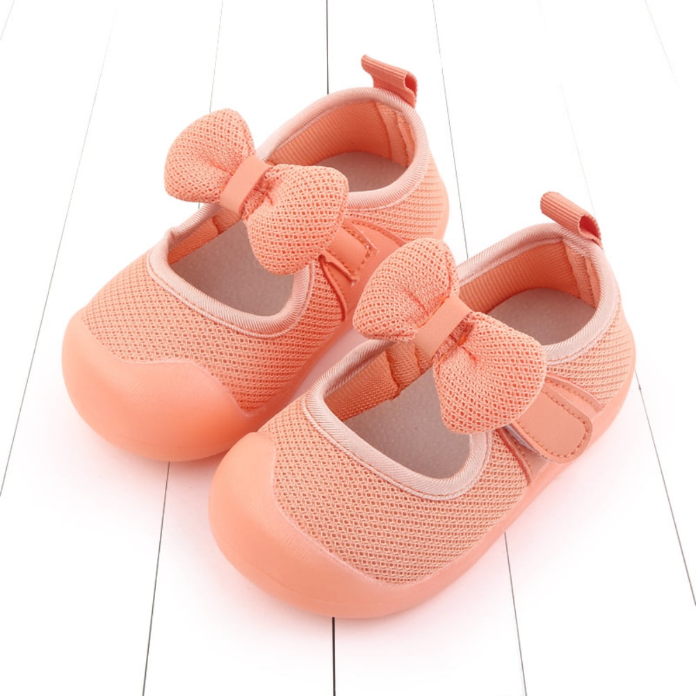 Baby / Toddler Ribbed Bow Decor Dots Lining Mary Jane Shoes