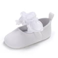 thumbnail image 1 of Baby Girls Mary Jane Flats with Bow Soft Sole Non- Crib Shoes Toddler First Walkers Princess Dress Shoes White 3 Months-6 Months, 1 of 5