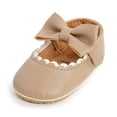 thumbnail image 1 of Baby Girls Mary Jane Flats with Bowknot Ballet Infant Princess Dress Shoes (12-18 Months,Khaki), 1 of 6