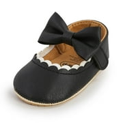 Baby Girls Mary Jane Flats with Bowknot Ballet Infant Princess Dress Shoes (6-12 Months,Black)