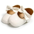 thumbnail image 1 of Baby Girls Mary Jane Flats with Bowknot Flowers,Princess Wedding Dress Ballet Shoes Non-Slip Toddler First Walkers Newborn Crib Shoe, 1 of 7