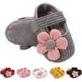 thumbnail image 1 of Baby Girls Mary Jane Flats with Bowknot Flowers,Princess Wedding Dress Ballet Shoes Non-Slip Toddler First Walkers Newborn Crib Shoe, 1 of 7