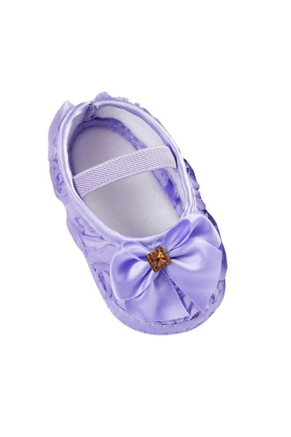 Baby Girls Mary Jane Flats with Bowknot Non-Slip Toddler First Walkers Princess Dress Shoes Infant Shoes 0 - 18 Months