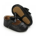 thumbnail image 1 of Baby Girls Mary Jane Flats with Bowknot Soft Sole Cute Non-Slip Toddler Infant First Walker Princess Dress Shoes (0-18 Months) Black S, 1 of 6