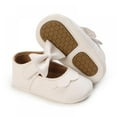 thumbnail image 1 of Baby Girls Mary Jane Flats with Bowknot Soft Sole Cute Non-Slip Toddler Infant First Walker Princess Dress Shoes (0-18 Months) White L, 1 of 6