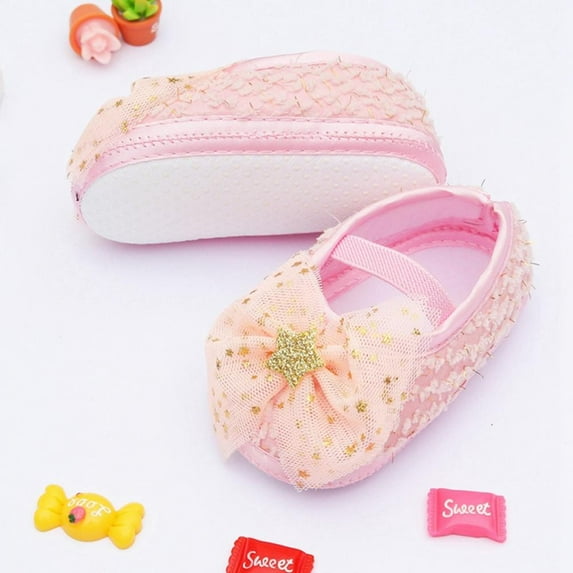 Baby Girls Mary Jane Flats with Bowknot Soft Sole Non-Slip Toddler Infant First Walker Princess Dress Shoes