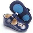 thumbnail image 1 of Baby Girls Mary Jane Flats with Bownot Non Slip Soft Sole PU Leather Newborn Infant Toddler First Walker Cirb Dress Shoes, 1 of 7
