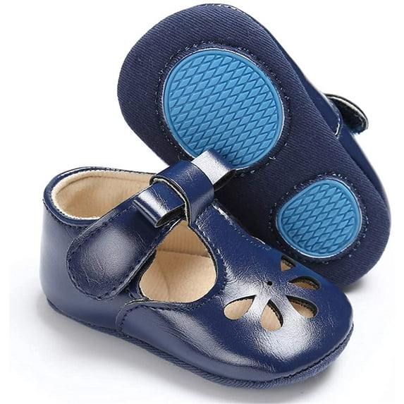 Baby Girls Mary Jane Flats with Bownot Non Slip Soft Sole PU Leather Newborn Infant Toddler First Walker Cirb Dress Shoes