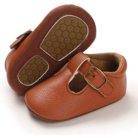 Baby Girls Mary Jane Flats with Bownot Non Slip Soft Sole PU Leather Newborn Infant Toddler First Walker Cirb Dress Shoes