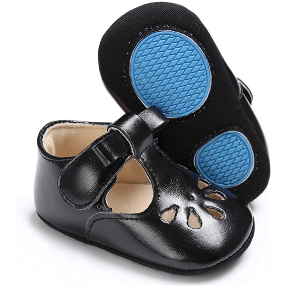 Baby Girls Mary Jane Flats with Bownot Non Slip Soft Sole PU Leather Newborn Infant Toddler First Walker Cirb Dress Shoes