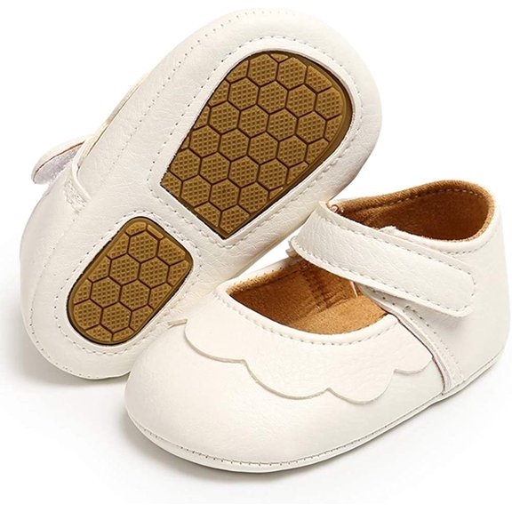 Baby Girls Mary Jane Flats with Bownot Non Slip Soft Sole PU Leather Newborn Infant Toddler First Walker Cirb Dress Shoes