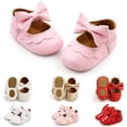 thumbnail image 1 of Baby Girls Mary Jane Flats with Bownot Non Slip Soft Sole PU Leather Newborn Infant Toddler First Walker Cirb Party Christmas Dress Shoes, 1 of 7