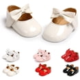 thumbnail image 1 of Baby Girls Mary Jane Flats with Bownot Non Slip Soft Sole PU Leather Newborn Infant Toddler First Walker Cirb Party Christmas Dress Shoes, 1 of 7