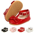 thumbnail image 1 of Baby Girls Mary Jane Flats with Bownot Non Slip Soft Sole PU Leather Newborn Infant Toddler First Walker Cirb Party Christmas Dress Shoes, 1 of 6