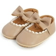 thumbnail image 1 of Baby Girls Mary Jane Flats with Bownot Non Slip Soft Sole PU Leather Newborn Infant Toddler First Walker Cirb Party Christmas Dress Shoes, 1 of 7