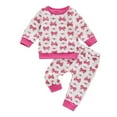 Baby Girls Matching Christmas Clothes Red Bow Printing T Shirt Pants