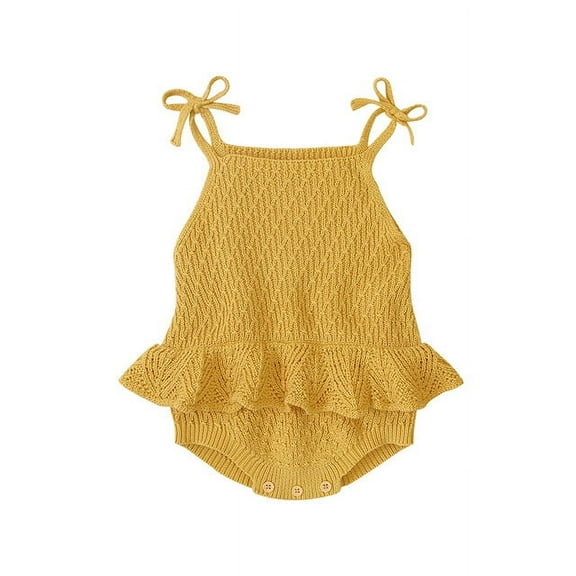 Baby Girls Mustard Knit Romper 3-6M
