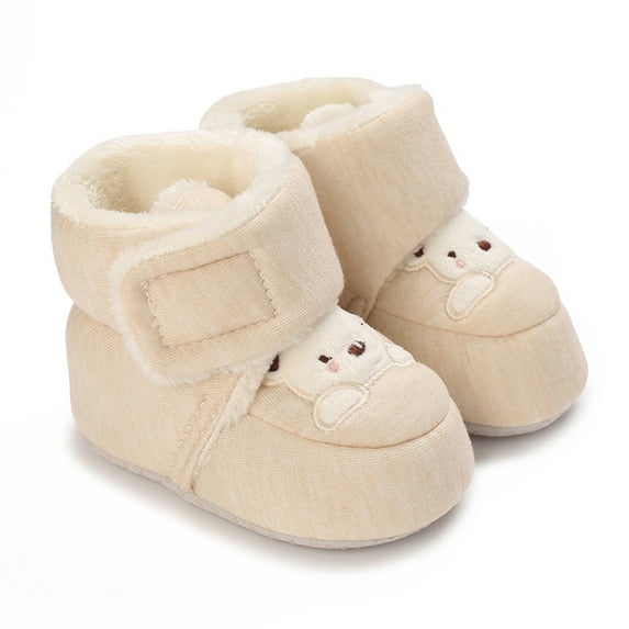 Baby Girls Newborn Cozy Fleece Booties, Anti-Slip Infant Socks Booties Toddler Winter Warm Snow Boots Baby Ankle Boots First Walker Crib Shoes