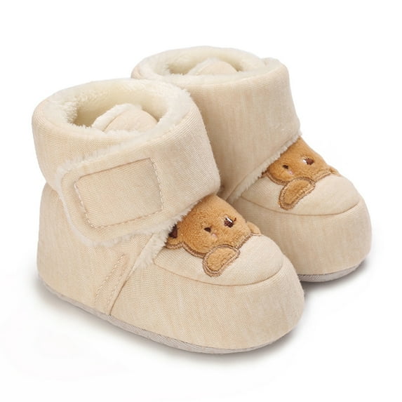 Baby Girls Newborn Cozy Fleece Booties, Anti-Slip Infant Socks Booties Toddler Winter Warm Snow Boots Baby Ankle Boots First Walker Crib Shoes