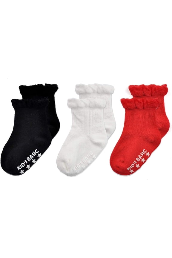 Baby-Girls Non Slip Ruffle Frilly Ankle Socks Pointelle (Pack of 3/6)