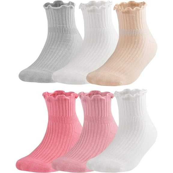 Baby-Girls Non Slip Ruffle Frilly Ankle Socks Pointelle (Pack of 3/6)