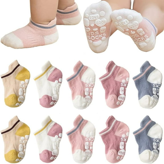 Baby Girls Non-Slip Socks Toddler Combed Cotton Socks Baby Newborn Cartoon Socks Anti-Slip Crew Socks for Infants