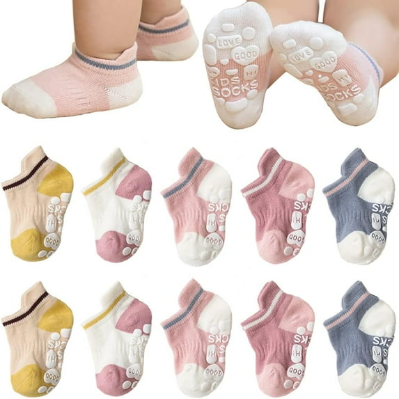 Baby Girls Non-Slip Socks Toddler Combed Cotton Socks Baby Newborn Cartoon Socks Anti-Slip Crew Socks for Infants