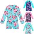 thumbnail image 1 of Baby Girls' One Piece Swimsuit Full Zip Upf 50+ Sun Protection Swimwear Rash Guard Swim Suit Light Blue 10 Y-11 Y, 1 of 7