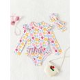 thumbnail image 1 of Baby Girls' One Piece Swimsuit With Floral Print For Summer Holiday & Beachwear, 1 of 4