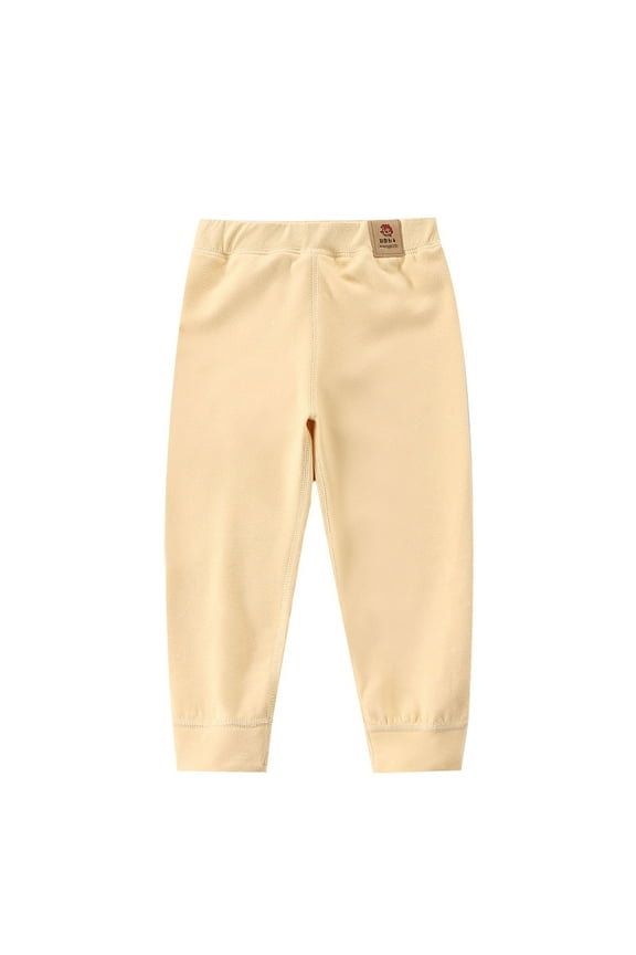 Baby Girls Organic Cotton Pants Boys' Comfort Pull on Bottoms Elastic Sweatpant Active Joggers for Toddler Kids (6-7 Years, Yellow)