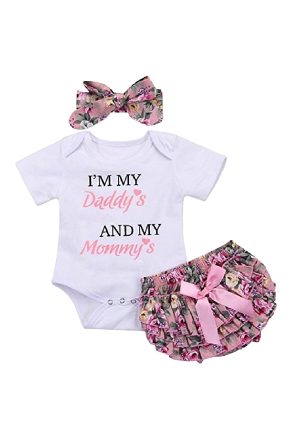 Baby Girls Outfit Sets Girl Set Clothes Tops Jumpsuit Onesie Onesie + Pants + Bandana Set For 0 To 18 Months Babies Activewear