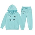 thumbnail image 1 of Hwmodou Baby Girls Outfit Sets Toddler Girl Boy Long Sleeve Cartoon Prints Warm Hoodie Pullover Tops Pants Kids Outfits Sweat Suit,2-Piece,Size 2-13Y, 1 of 6