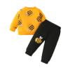 Baby Girls Outfits 2 Piece Casual Sweatsuit Long Sleeve Honeybee Sweatshirt Joggers Pants Fall Spring Cute Clothes Set, Yellow, 12 Months