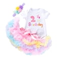 thumbnail image 1 of SGMVNU Baby Girls Clothes Birthday Party Outfits Layered Tutu Skirt and Short Sleeve Romper with Flower Headband 3Pcs Set, Size 18-24 Months, Color B, 1 of 7