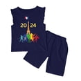 thumbnail image 1 of Baby Girls Outfits Summer Sleeveless Fashion Printed Vest T Shirt Tops Shorts Set Kids Clothes Dark Blue 7 Years-8 Years, 1 of 4