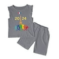 thumbnail image 1 of Baby Girls Outfits Summer Sleeveless Fashion Printed Vest T Shirt Tops Shorts Set Kids Clothes Dark Gray 9 Years-10 Years, 1 of 4