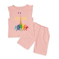thumbnail image 1 of Baby Girls Outfits Summer Sleeveless Fashion Printed Vest T Shirt Tops Shorts Set Kids Clothes Pink 11 Years-12 Years, 1 of 4