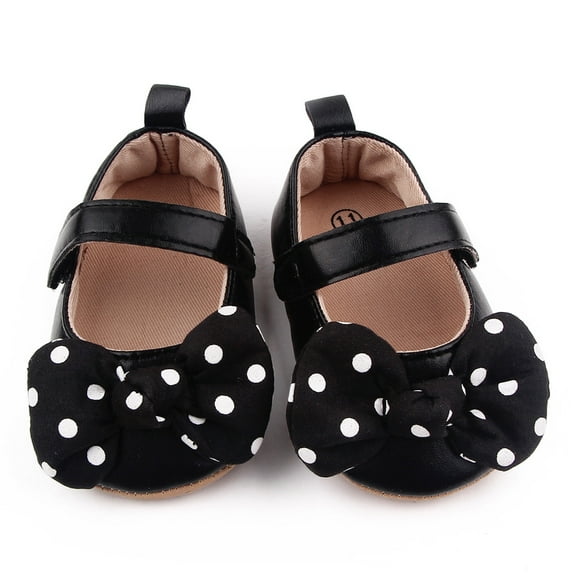 Baby Girls PU Leather Princess Polk Dot Bowknot Wedding Baptism Prewalker Crib Shoes