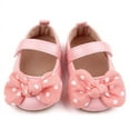 thumbnail image 1 of Baby Girls PU Leather Princess Polk Dot Bowknot Wedding Baptism Prewalker Crib Shoes, 1 of 5