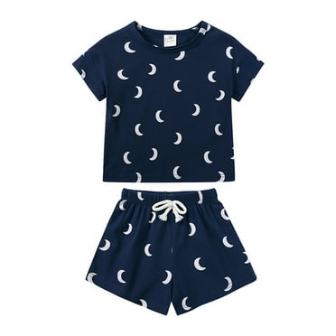 Baby Girls Pajamas Set Striped Pullover Shirts With Shorts Summer Outfits For Boys Pjs Size 6-9 Months