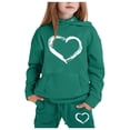 thumbnail image 1 of Baby Girls Pants Outfits Set Heart Printed Long-Sleeve Pullover and Pants Set Fashion Sweatshirts Jogger Sweatpants for Toddler Girls,Dark Green,8-9 Years, 1 of 3