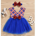 thumbnail image 1 of Baby Girls Patriotic USA Stars Stripes Sequin Dress with Headband Fourth of July Jumpsuit Outfit 9M, 1 of 1