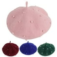 thumbnail image 1 of Baby Girls Pearl Beret Hats Sweet Pearl Beanie Hats Spring Summer Children Kids Girls Caps Woolen Party Baby Accessories, 1 of 7