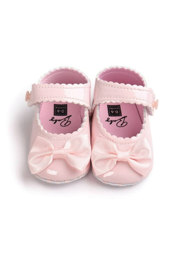 Baby Girls Pink Patent Bow Mary Janes Flats 0-6M Size 1